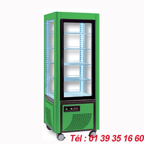 VITRINE REFRIGEREE 4 FACES VITREES NEGATIVE VV8/RAL6018-STATIQUE
