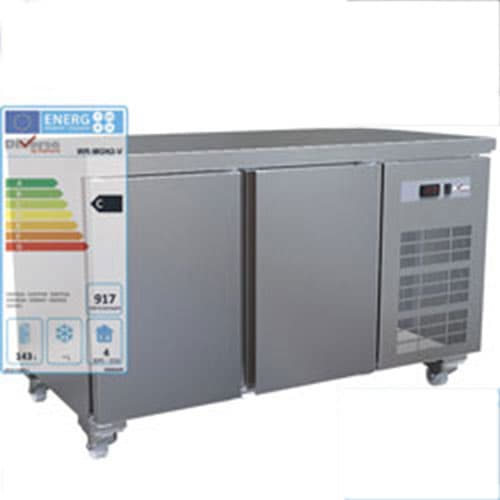 TABLE FRIGORIFIQUE - VENTILEE - 2 portes GN1/1 - 260 litres - Sur roues - \"Tel 01 39 35 16 60\"